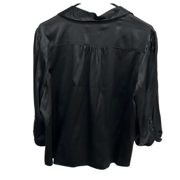 Dialogue Womens Black Button-Up Top Size Large Silk Blend Dark Academia NWT - Picture 2 of 9